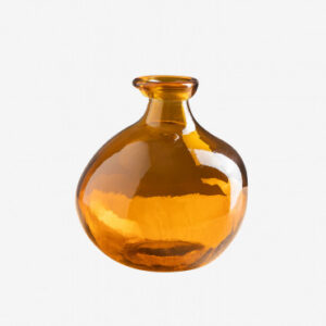Vase Jound Sklum en verre ambre jaune à la silhouette asymétrique