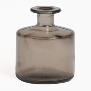 Vase en verre Pussa gris taupe, silhouette cylindrique et col court