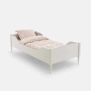 Lit enfant Cléa beige avec sommier à lattes et pieds tournés