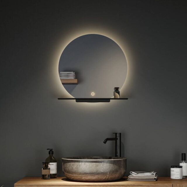 Miroir mural LED Paulmann Miro avec rétroéclairage et tablette amovible