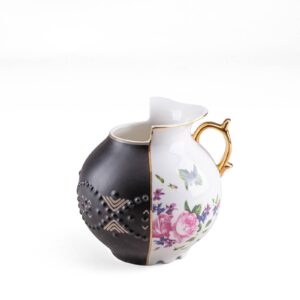 Vase SELETTI Hybrid Lfe en porcelaine blanc et multicolore, décor hybride