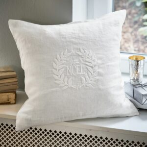 Housse de coussin Noel LOBERON en lin avec broderie ton sur ton
