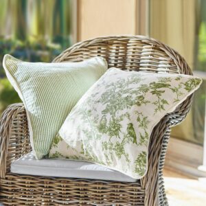 Housses de coussin Mercier en lin naturel, entre toile de Jouy et rayures