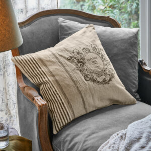 Housse de coussin Lélex à imprimé marin, armoiries et rayures vintage