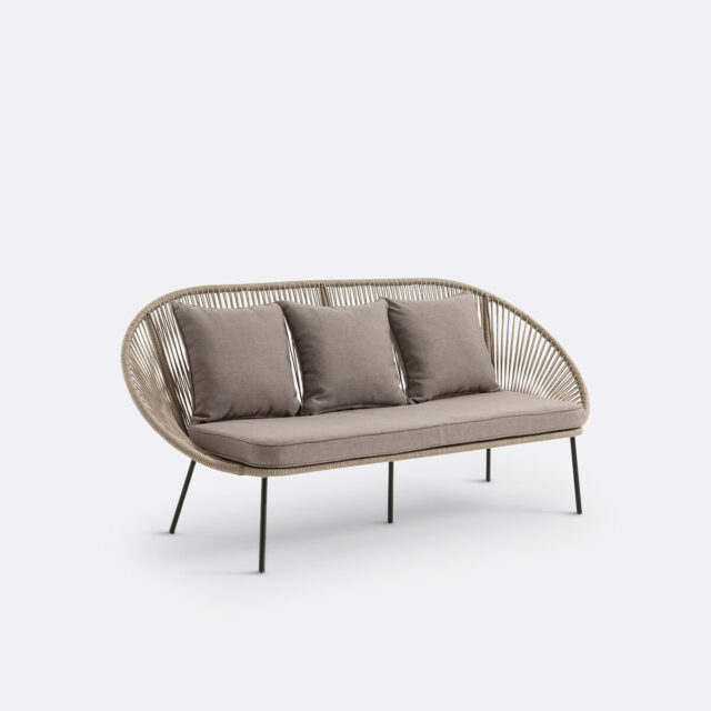 Canapé LA REDOUTE INTERIEURS Jiraya beige avec structure tressée et coussins amovibles