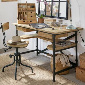 Bureau LOBERON Glenwood en bois de manguier et fer sombre