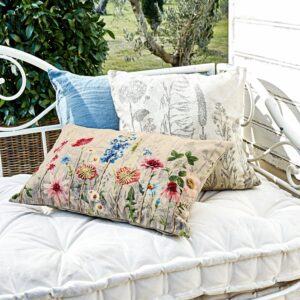Housses de coussins Eleonoire fleuries en coton avec broderie réalisée à la main