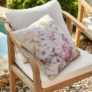 Housse de coussin Evie en lin, imprimé floral devant et dos uni