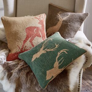 Lot de trois housses de coussin LOBERON Shrewton en jute à motifs de cerfs