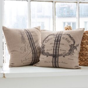 Housses de coussin LOBERON Jourdain en lin, imprimés français et boutons nacrés