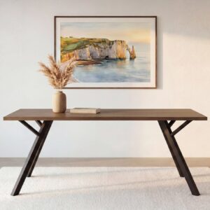 Table à manger Cala au coloris chêne foncé, vue d’ensemble