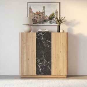 Commode Auren Casanova Paris, finition chêne clair, dimensions 90 × 40 × 127 cm.