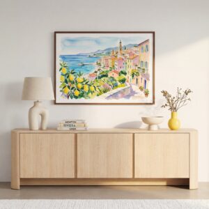Meuble TV Toscane Casanova Paris au format allongé, finition chêne clair