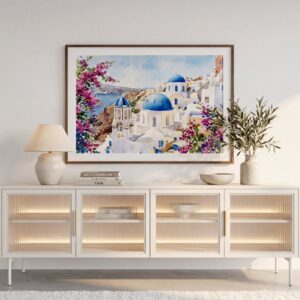 Meuble TV Paloma Casanova Paris beige aux lignes sobres et format long