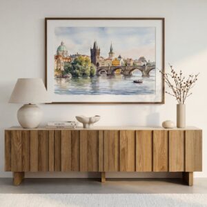 Meuble TV Perla Casanova Paris en finition chêne foncé, long de 180 cm