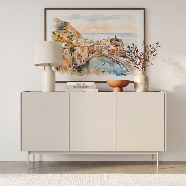 Buffet Casanova Paris Levant beige aux lignes sobres et format rectangulaire
