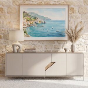Buffet Dalia Casanova Paris beige à quatre portes, long et bas