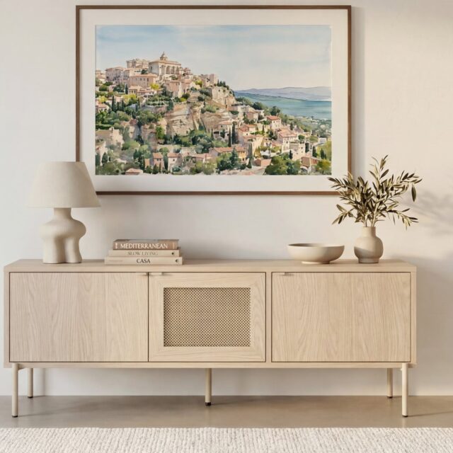 Meuble TV Casanova Paris Vira beige à trois portes, vu de face