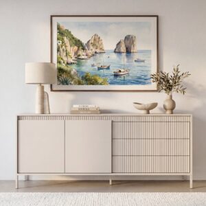 Buffet Alina Casanova Paris beige, avec pieds de 15 cm