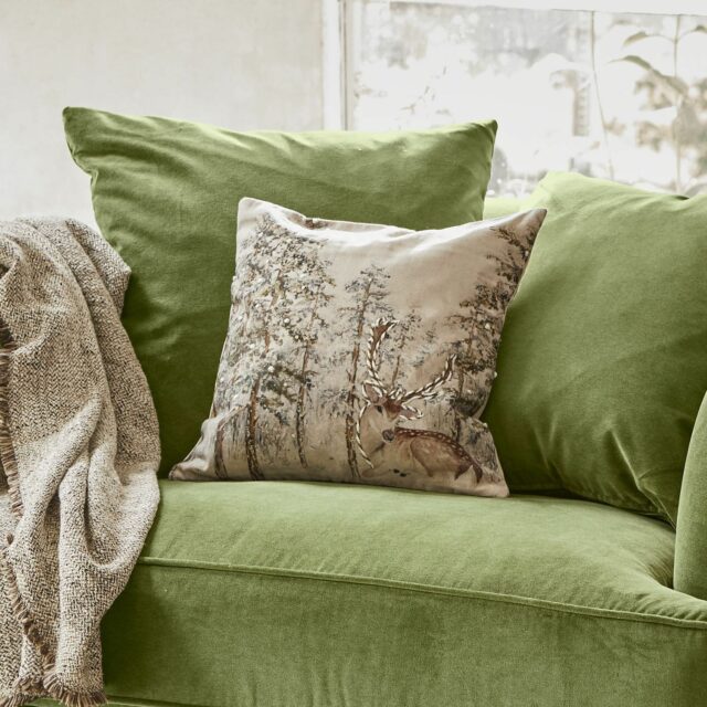 Housse de coussin LOBERON Valoisin en coton avec motif imprimé et broderies