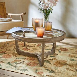 Table basse LOBERON Gradn Enclos en chêne avec plateau en verre