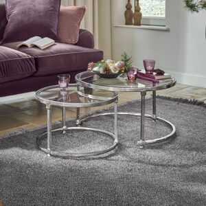 Deux tables basses Kabala LOBERON en verre avec piétement en aluminium
