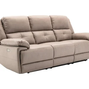 Canapé Vente-unique.com DOLENE taupe à trois places avec relaxation électrique