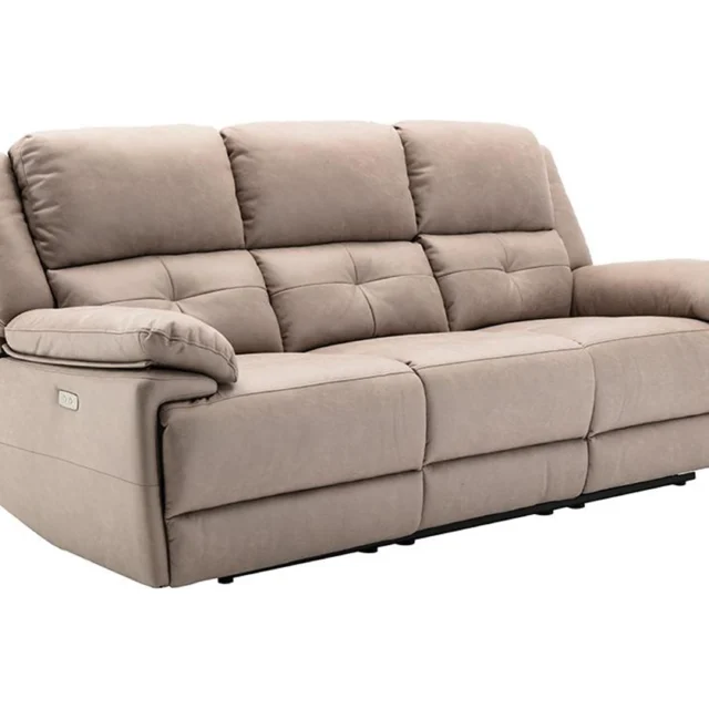 Canapé Vente-unique.com DOLENE taupe à trois places avec relaxation électrique