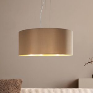 Suspension EGLO Maserlo ronde en textile taupe et intérieur doré
