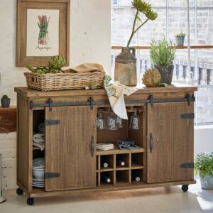 Commode LOBERON Grasse en bois, avec tiroirs, compartiments à bouteilles et supports pour verres