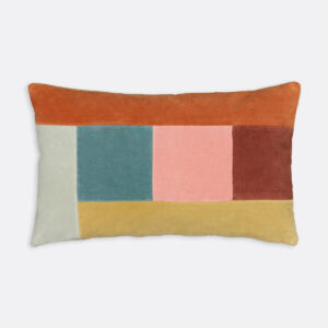 Housse de coussin Tadeo en velours de coton à patchs colorés