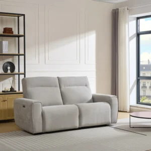 Canapé relax électrique LORGITA gris avec accoudoirs et commande électrique
