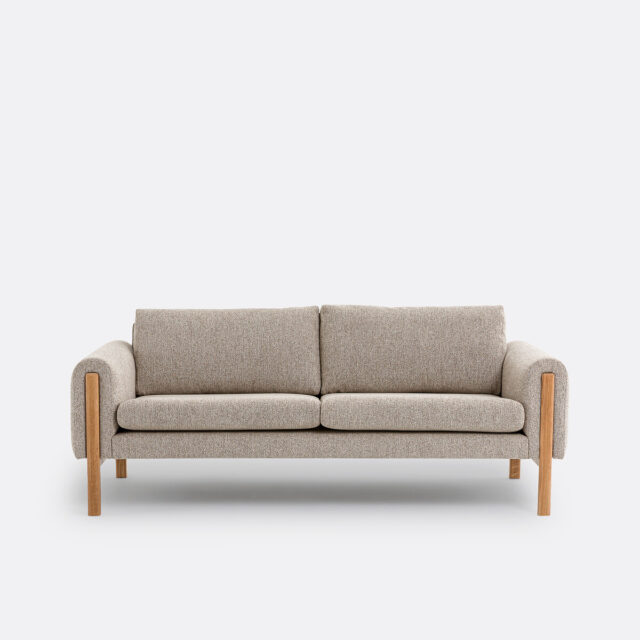 Canapé Vino La Redoute Intérieurs droit en tissu chiné beige avec pieds en chêne