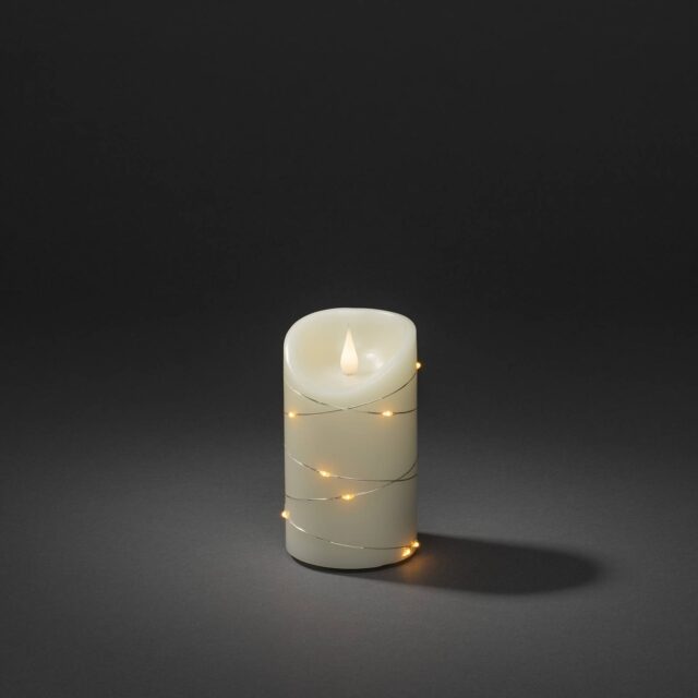 Bougie LED Konstsmide en cire crème avec lumière ambre, haute de 13 cm