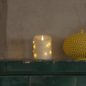 Bougie LED Konstsmide Christmas en cire crème à lumière ambre, hauteur 14 cm