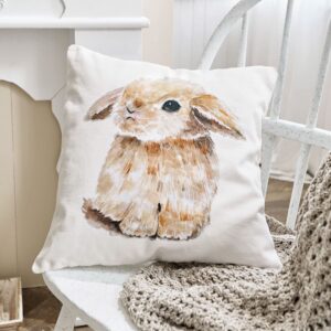 Housse de coussin Florentina avec motif aquarelle représentant un lapin
