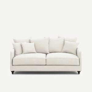Canapé convertible AM.PM Lazare en velours chenillé avec coussins et pieds en hêtre