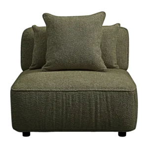 Fauteuil LELACO Maison Céphy en bouclette kaki avec coussins amovibles