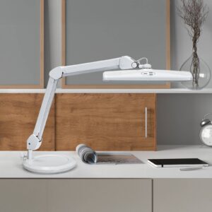 Lampe de travail LED MAULintro blanche, avec tête orientable et pied