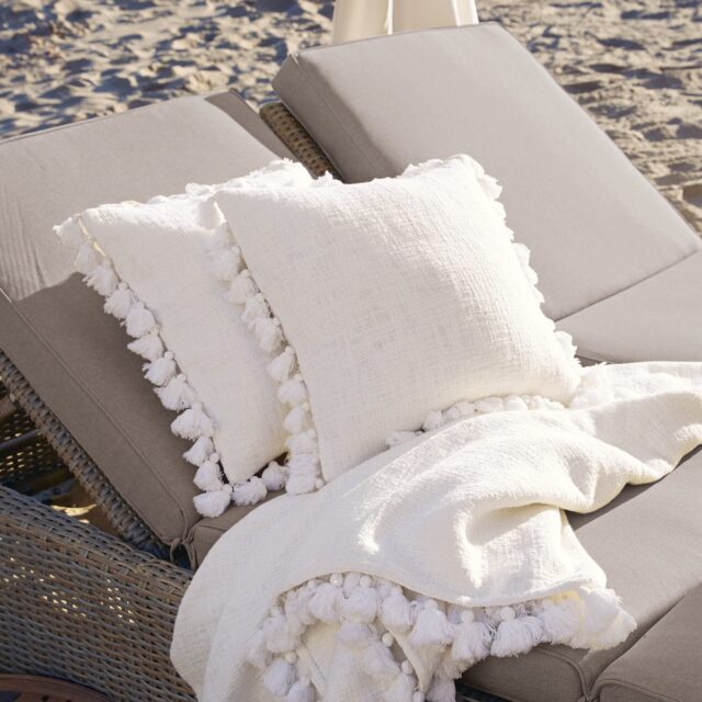 Housses de coussins LOBERON Peniel avec pompons à franges et zip