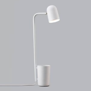 lampe de bureau Buddy blanche en acier avec pot à crayons intégré