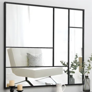 Miroir MALDONIA mural noir en métal à la forme déstructurée