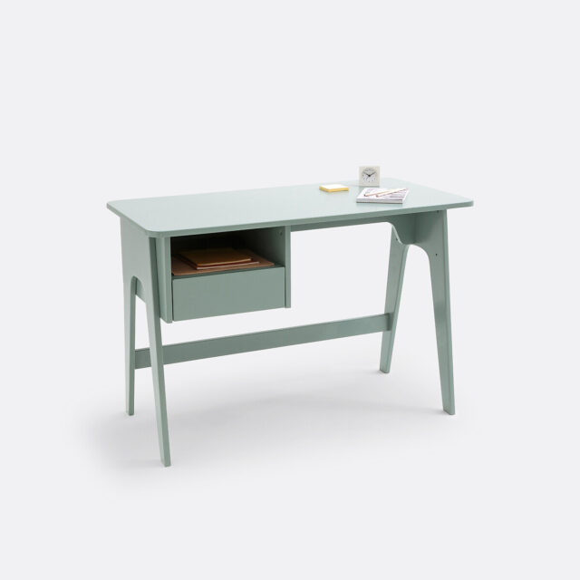 Bureau Adil La Redoute vert avec tiroir et niche de rangement intégrés