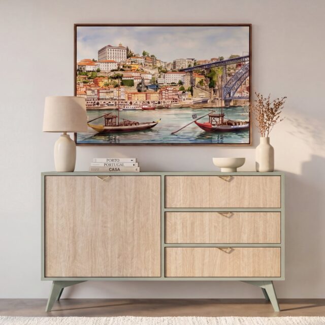 Commode Casanova Paris Equateur verte avec une porte et format rectangulaire