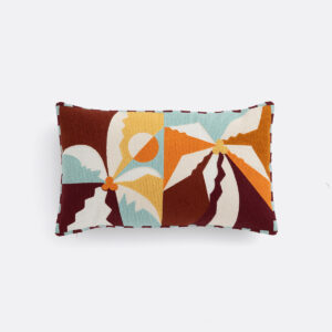 Housse de coussin SOLEY rectangulaire en coton, recto brodé de palmiers
