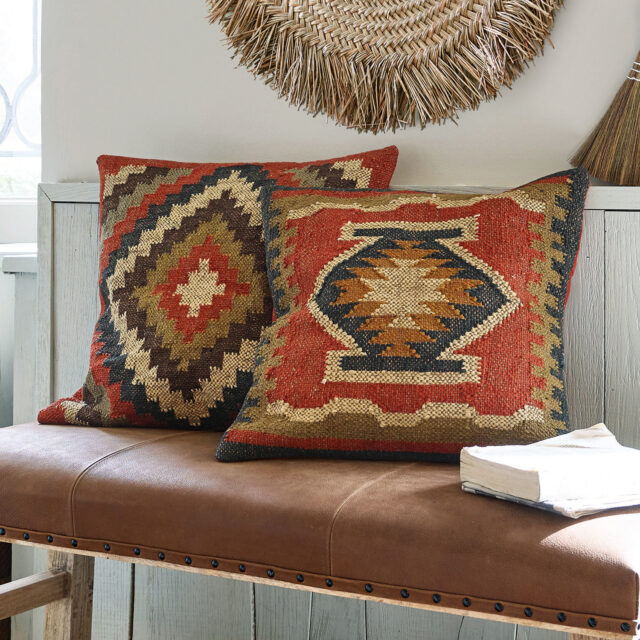 Housses de coussin LOBERON Dailies aux motifs graphiques en jute et laine