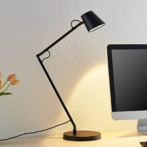 Lampe de bureau Tarris noire en acier avec variateur d’intensité