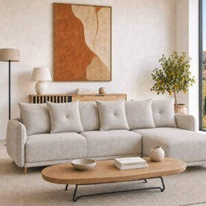 Canapé Bandol Casanova Paris beige avec méridienne et couchage annoncé