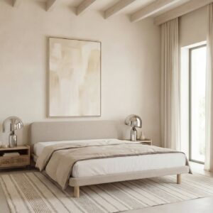 Lit Carmen Casanova Paris beige aux dimensions généreuses pour chambre