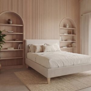 Lit Amore Casanova Paris beige, tête de lit et couchage 140 x 200 cm